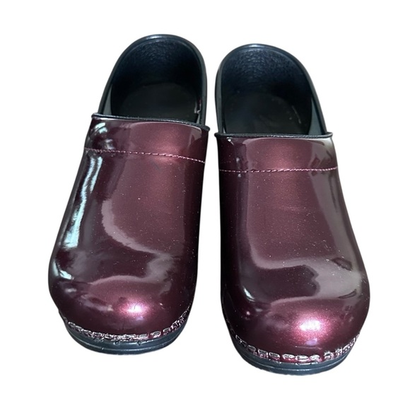 SANITA Professional Cabrio Danish Clogs Burgundy Patent Leather Shoes Size 6 - Picture 3 of 12